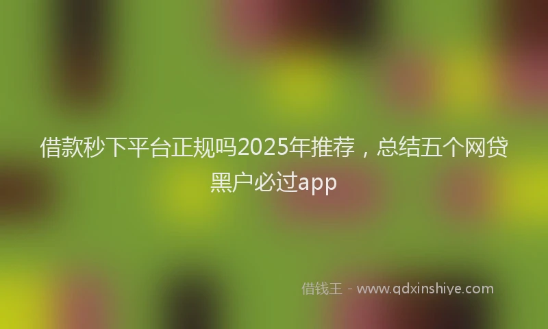 借款秒下平台正规吗2025年推荐，总结五个网贷黑户必过app