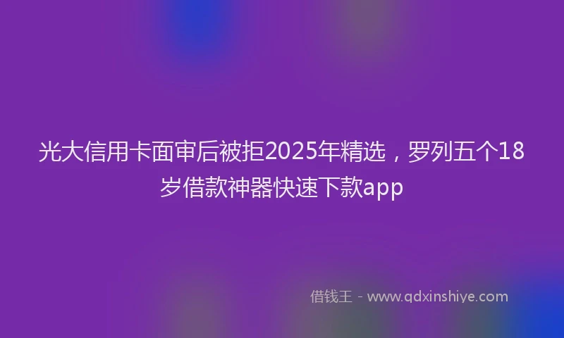 光大信用卡面审后被拒2025年精选，罗列五个18岁借款神器快速下款app
