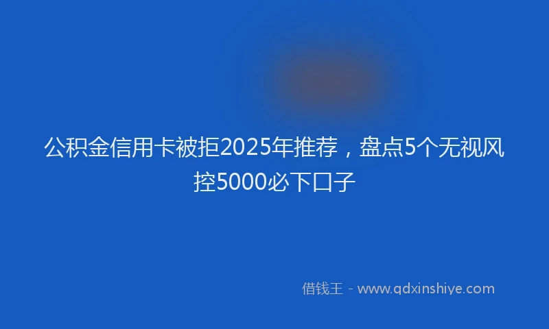 公积金信用卡被拒2025年推荐，盘点5个无视风控5000必下口子