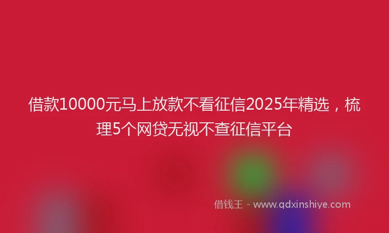 借款10000元马上放款不看征信2025年精选，梳理5个网贷无视不查征信平台