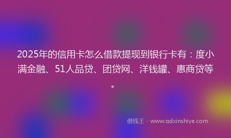2025年的信用卡怎么借款提现到银行卡有：度小满金融、51人品贷、团贷网、洋钱罐、惠商贷等。