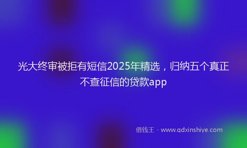 光大终审被拒有短信2025年精选，归纳五个真正不查征信的贷款app