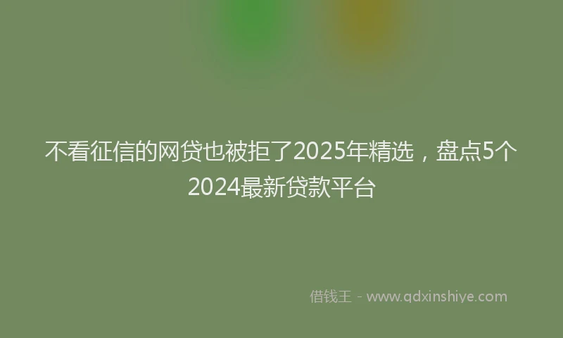 不看征信的网贷也被拒了2025年精选，盘点5个2024最新贷款平台