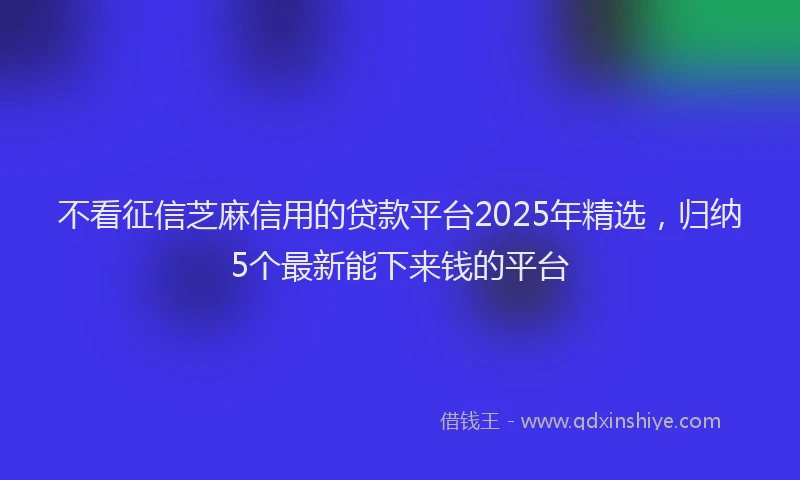 不看征信芝麻信用的贷款平台2025年精选，归纳5个最新能下来钱的平台