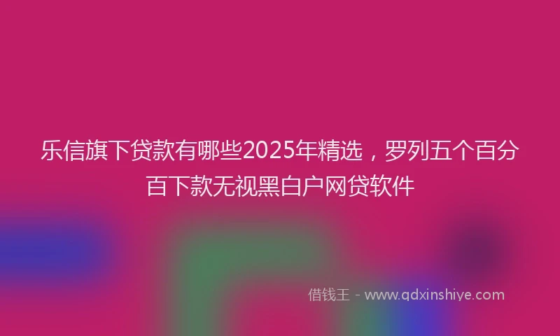 乐信旗下贷款有哪些2025年精选，罗列五个百分百下款无视黑白户网贷软件
