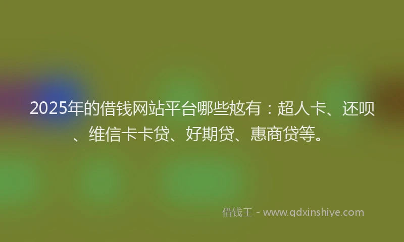 2025年的借钱网站平台哪些奿有：超人卡、还呗、维信卡卡贷、好期贷、惠商贷等。