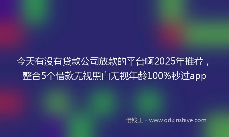 今天有没有贷款公司放款的平台啊2025年推荐，整合5个借款无视黑白无视年龄100%秒过app