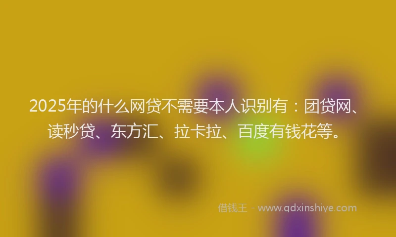 2025年的什么网贷不需要本人识别有：团贷网、读秒贷、东方汇、拉卡拉、百度有钱花等。
