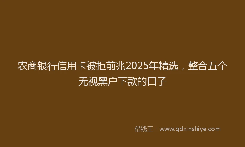 农商银行信用卡被拒前兆2025年精选，整合五个无视黑户下款的口子