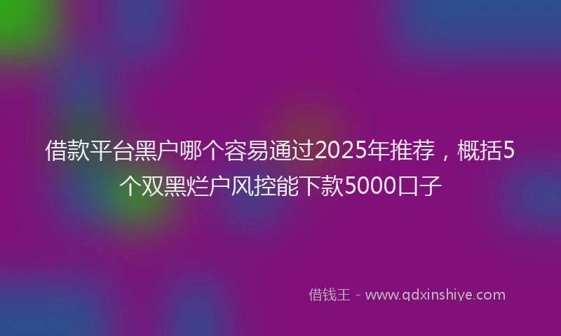 借款平台黑户哪个容易通过2025年推荐，概括5个双黑烂户风控能下款5000口子