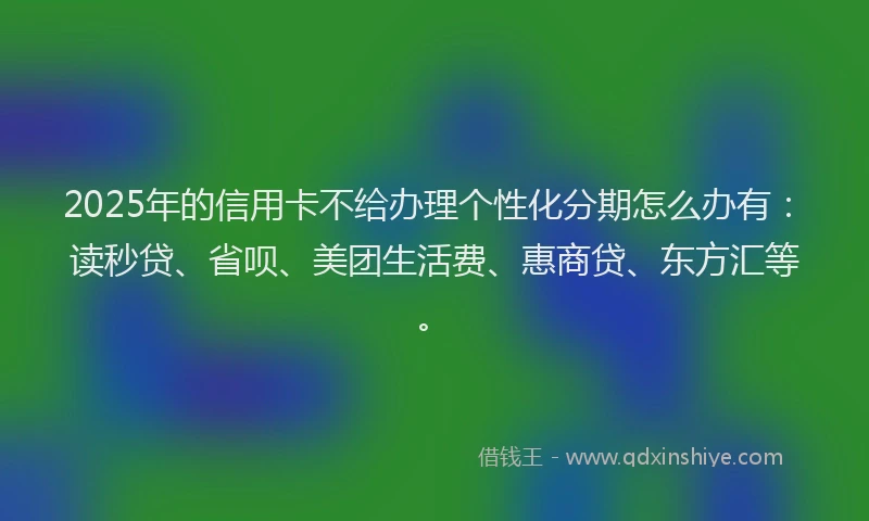 2025年的信用卡不给办理个性化分期怎么办有：读秒贷、省呗、美团生活费、惠商贷、东方汇等。