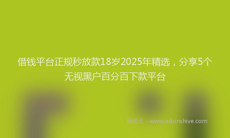 借钱平台正规秒放款18岁2025年精选，分享5个无视黑户百分百下款平台