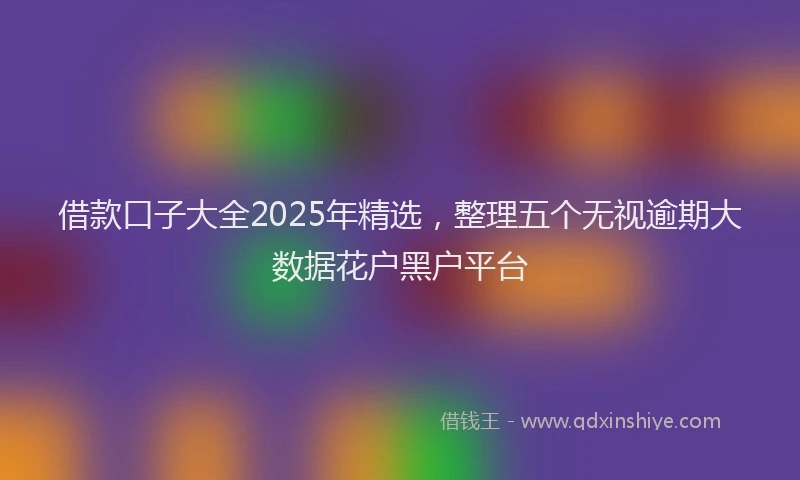 借款口子大全2025年精选，整理五个无视逾期大数据花户黑户平台
