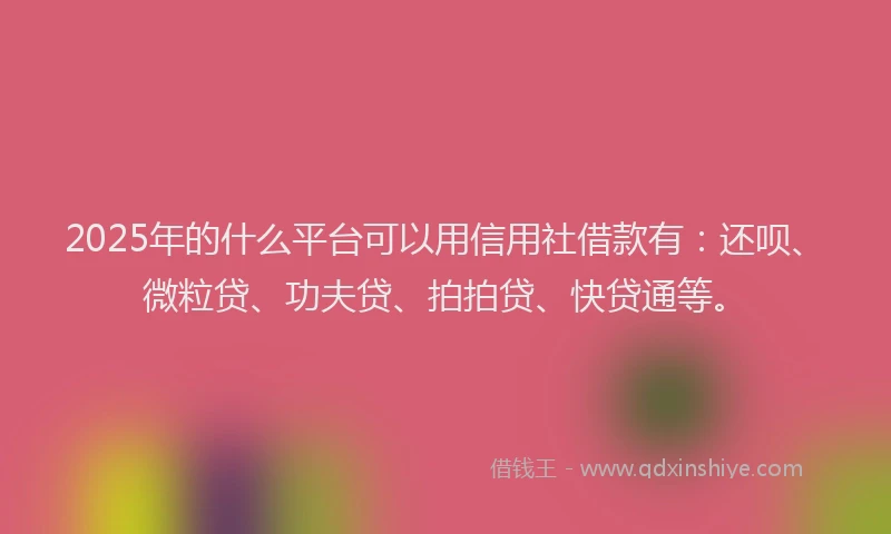 2025年的什么平台可以用信用社借款有：还呗、微粒贷、功夫贷、拍拍贷、快贷通等。