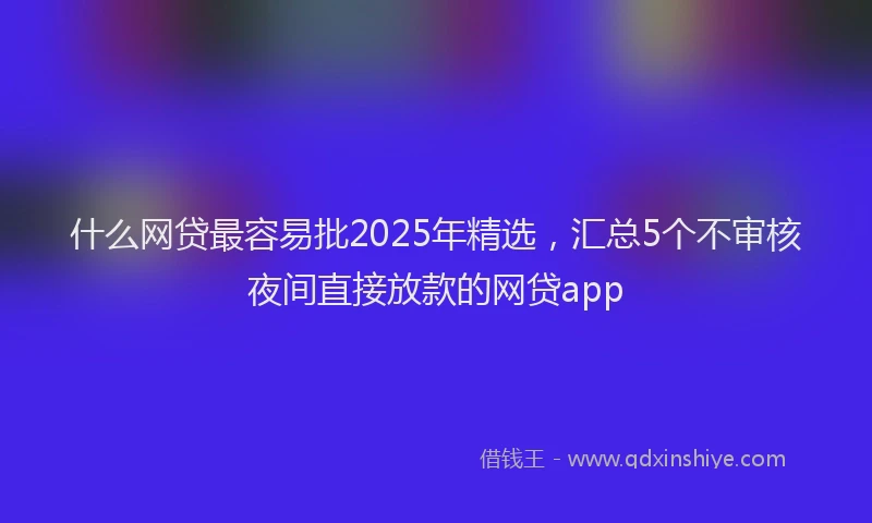 什么网贷最容易批2025年精选，汇总5个不审核夜间直接放款的网贷app