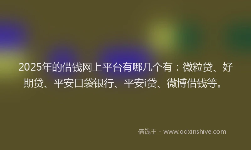 2025年的借钱网上平台有哪几个有：微粒贷、好期贷、平安口袋银行、平安i贷、微博借钱等。