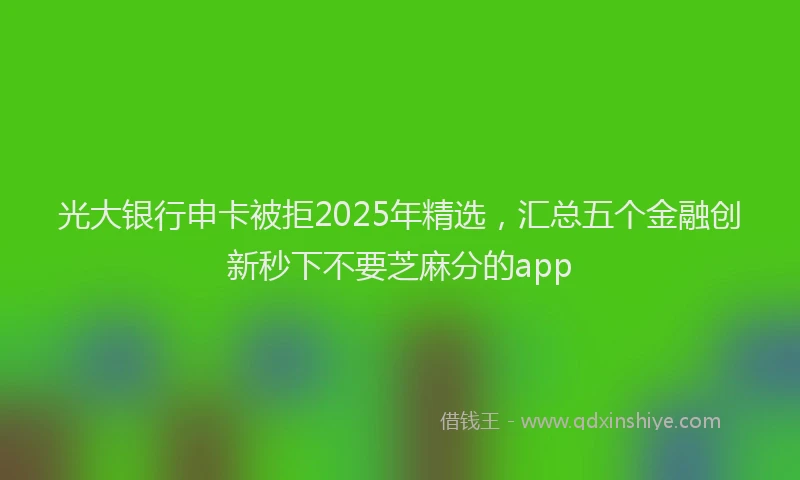光大银行申卡被拒2025年精选，汇总五个金融创新秒下不要芝麻分的app