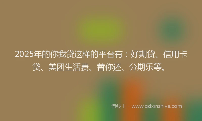 2025年的你我贷这样的平台有：好期贷、信用卡贷、美团生活费、替你还、分期乐等。