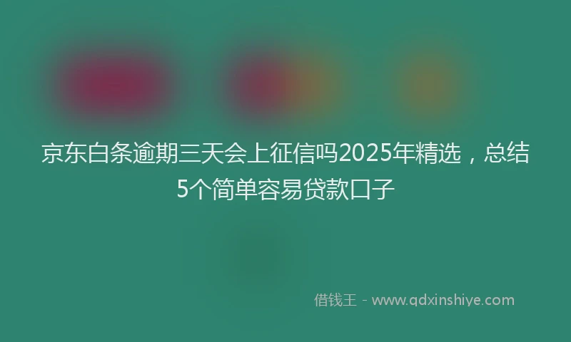 京东白条逾期三天会上征信吗2025年精选，总结5个简单容易贷款口子
