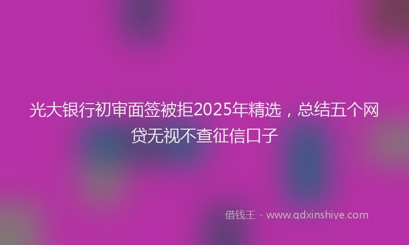 光大银行初审面签被拒2025年精选，总结五个网贷无视不查征信口子