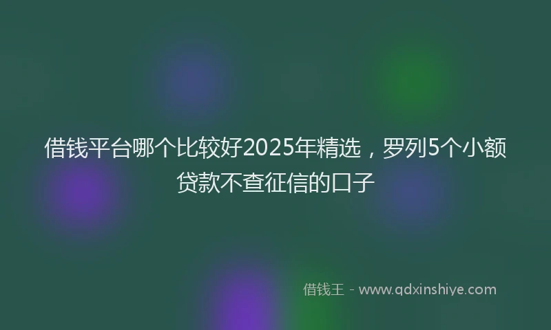 借钱平台哪个比较好2025年精选，罗列5个小额贷款不查征信的口子