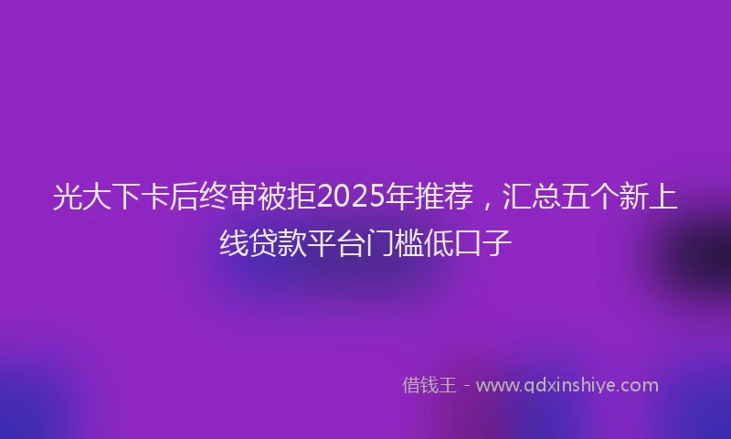 光大下卡后终审被拒2025年推荐，汇总五个新上线贷款平台门槛低口子