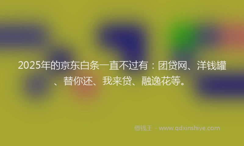 2025年的京东白条一直不过有：团贷网、洋钱罐、替你还、我来贷、融逸花等。