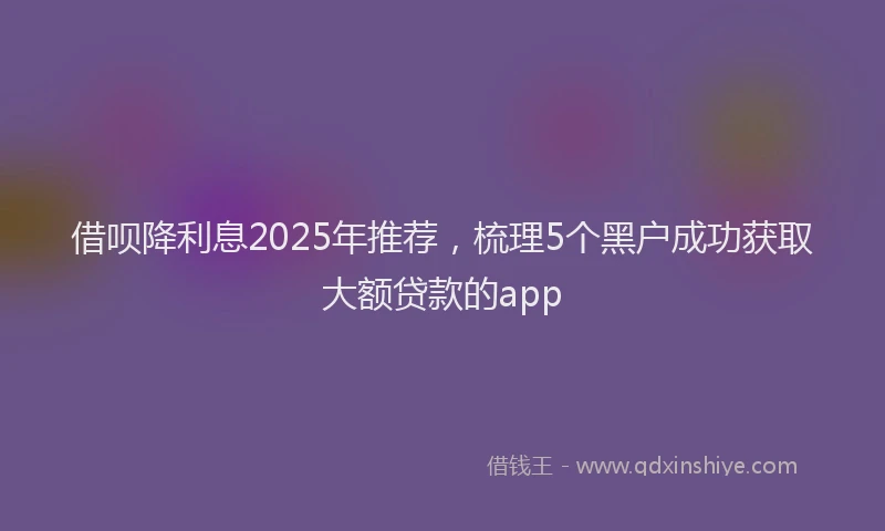 借呗降利息2025年推荐，梳理5个黑户成功获取大额贷款的app