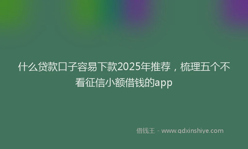 什么贷款口子容易下款2025年推荐，梳理五个不看征信小额借钱的app