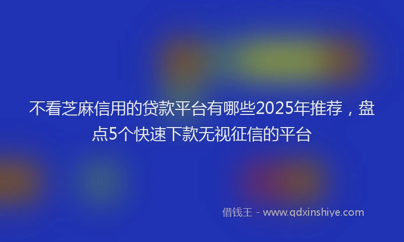 不看芝麻信用的贷款平台有哪些2025年推荐，盘点5个快速下款无视征信的平台