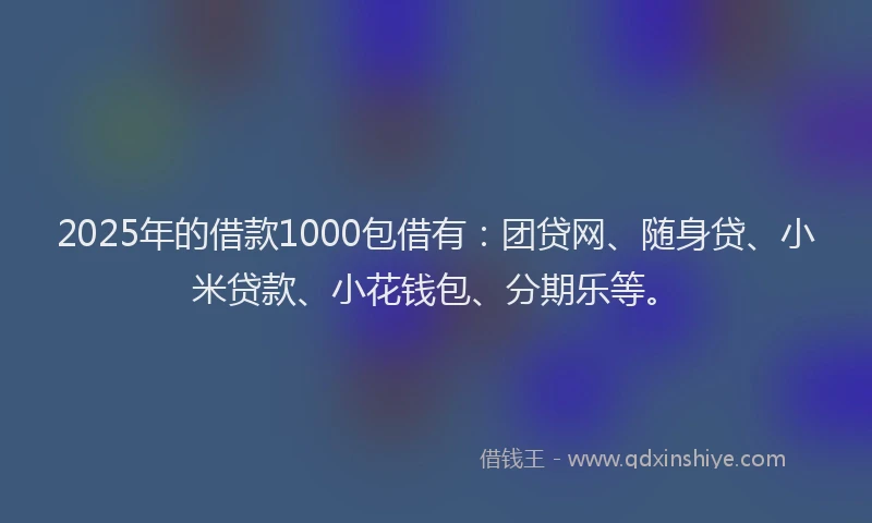 2025年的借款1000包借有：团贷网、随身贷、小米贷款、小花钱包、分期乐等。