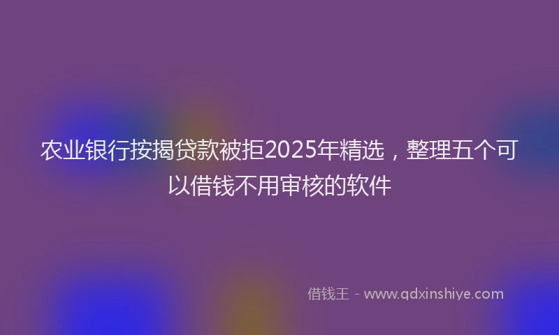 农业银行按揭贷款被拒2025年精选，整理五个可以借钱不用审核的软件