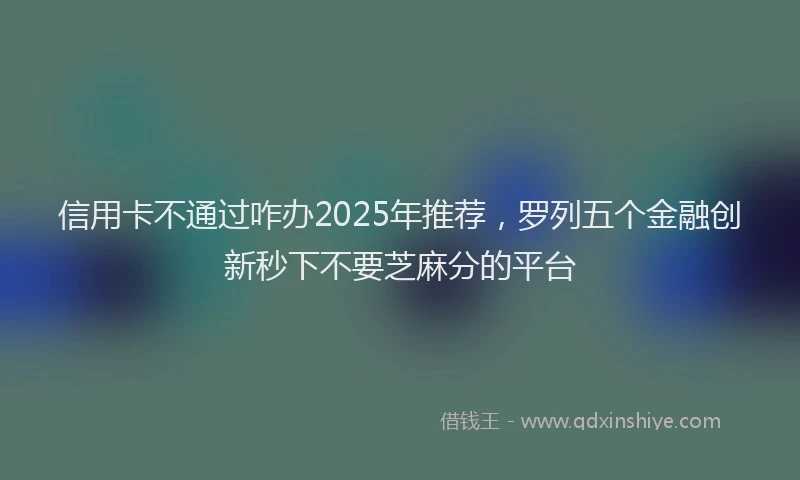 信用卡不通过咋办2025年推荐，罗列五个金融创新秒下不要芝麻分的平台