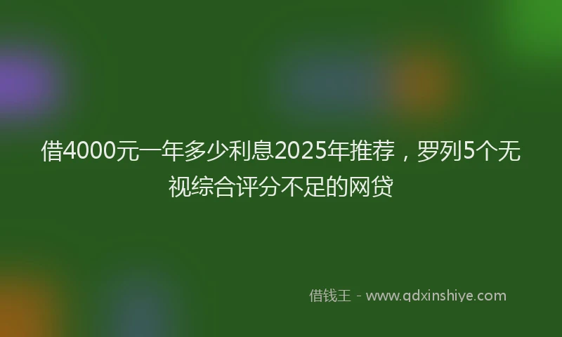 借4000元一年多少利息2025年推荐，罗列5个无视综合评分不足的网贷