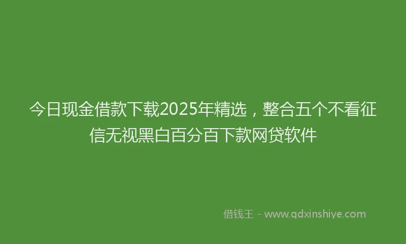 今日现金借款下载2025年精选，整合五个不看征信无视黑白百分百下款网贷软件