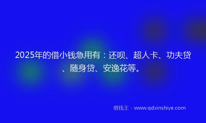 2025年的借小钱急用有：还呗、超人卡、功夫贷、随身贷、安逸花等。