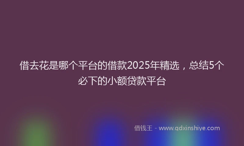 借去花是哪个平台的借款2025年精选，总结5个必下的小额贷款平台