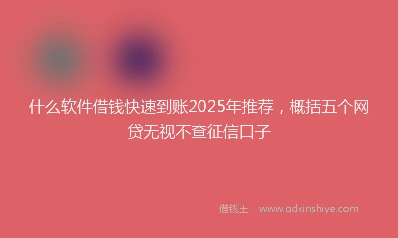 什么软件借钱快速到账2025年推荐，概括五个网贷无视不查征信口子