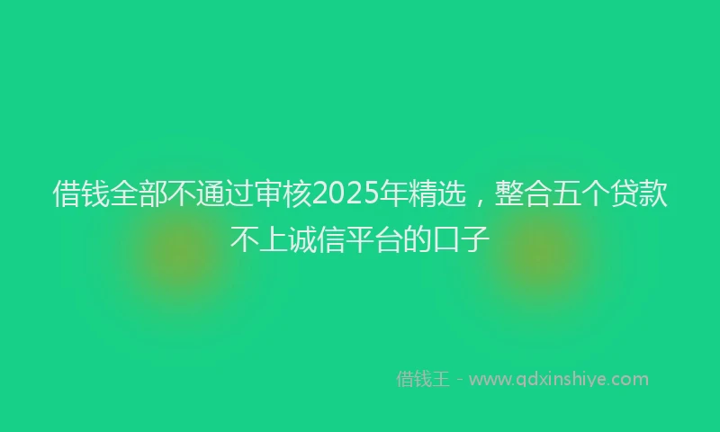 借钱全部不通过审核2025年精选，整合五个贷款不上诚信平台的口子