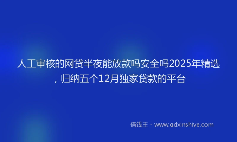 人工审核的网贷半夜能放款吗安全吗2025年精选，归纳五个12月独家贷款的平台
