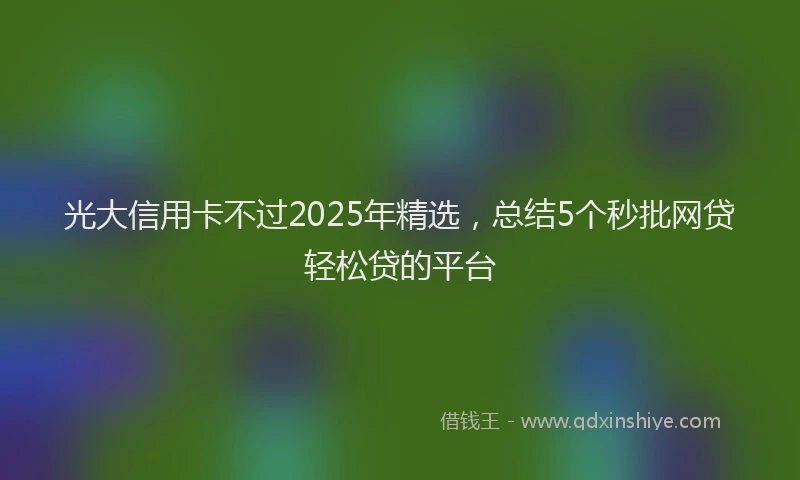 光大信用卡不过2025年精选，总结5个秒批网贷轻松贷的平台