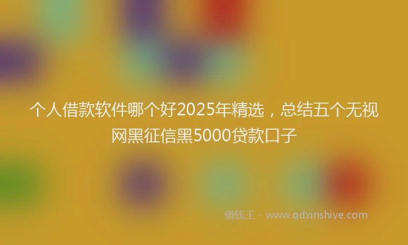 个人借款软件哪个好2025年精选，总结五个无视网黑征信黑5000贷款口子