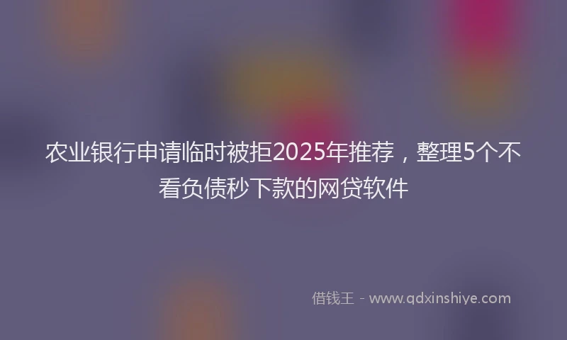 农业银行申请临时被拒2025年推荐，整理5个不看负债秒下款的网贷软件
