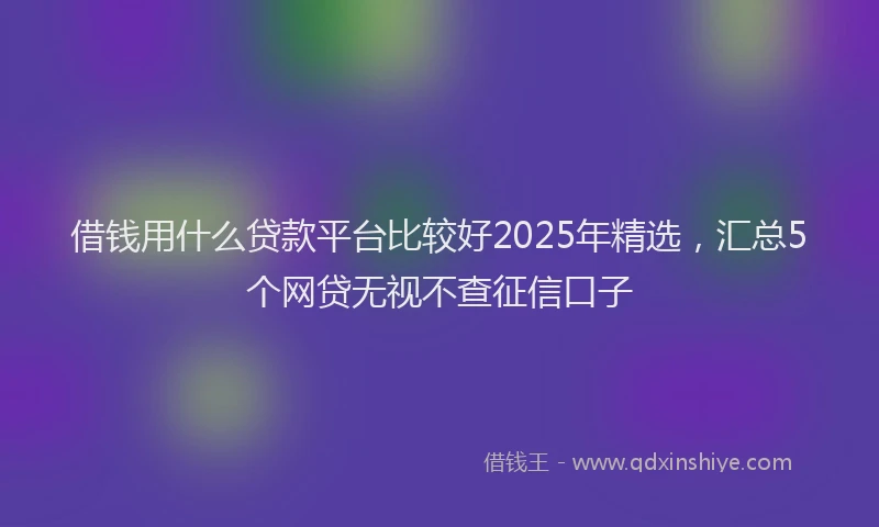 借钱用什么贷款平台比较好2025年精选，汇总5个网贷无视不查征信口子