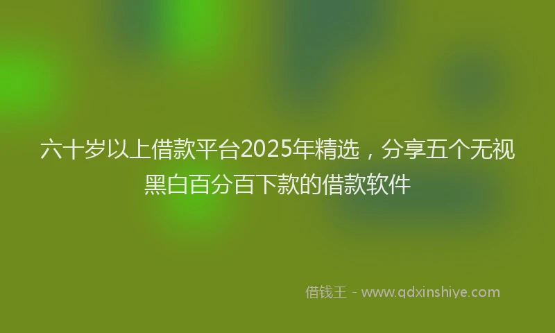 六十岁以上借款平台2025年精选，分享五个无视黑白百分百下款的借款软件