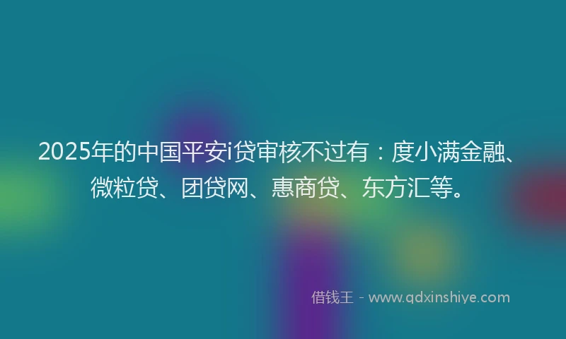 2025年的中国平安i贷审核不过有：度小满金融、微粒贷、团贷网、惠商贷、东方汇等。