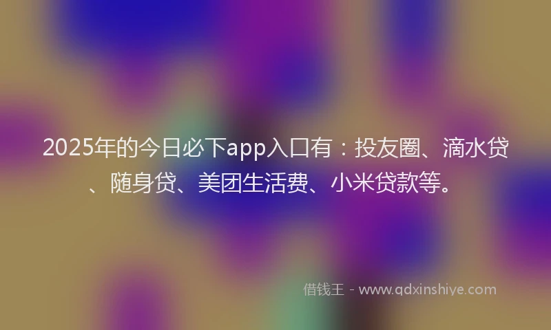 2025年的今日必下app入口有：投友圈、滴水贷、随身贷、美团生活费、小米贷款等。