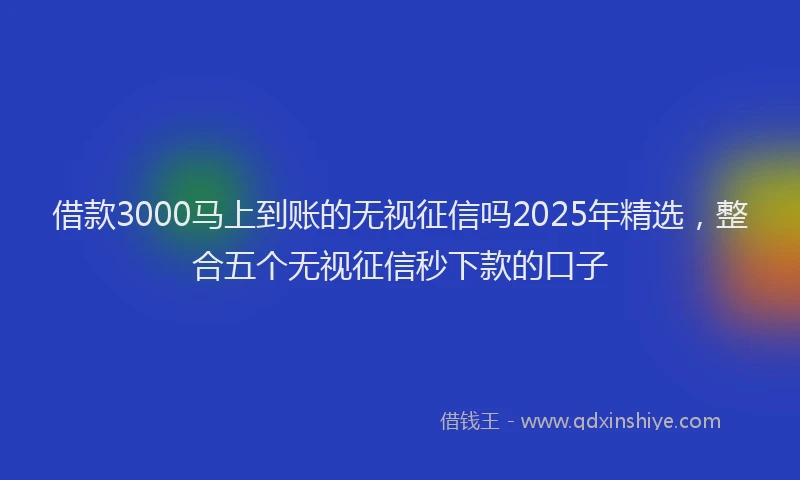 借款3000马上到账的无视征信吗2025年精选，整合五个无视征信秒下款的口子