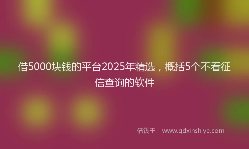 借5000块钱的平台2025年精选，概括5个不看征信查询的软件