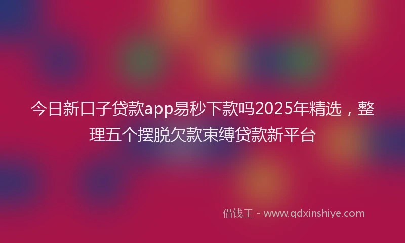 今日新口子贷款app易秒下款吗2025年精选，整理五个摆脱欠款束缚贷款新平台